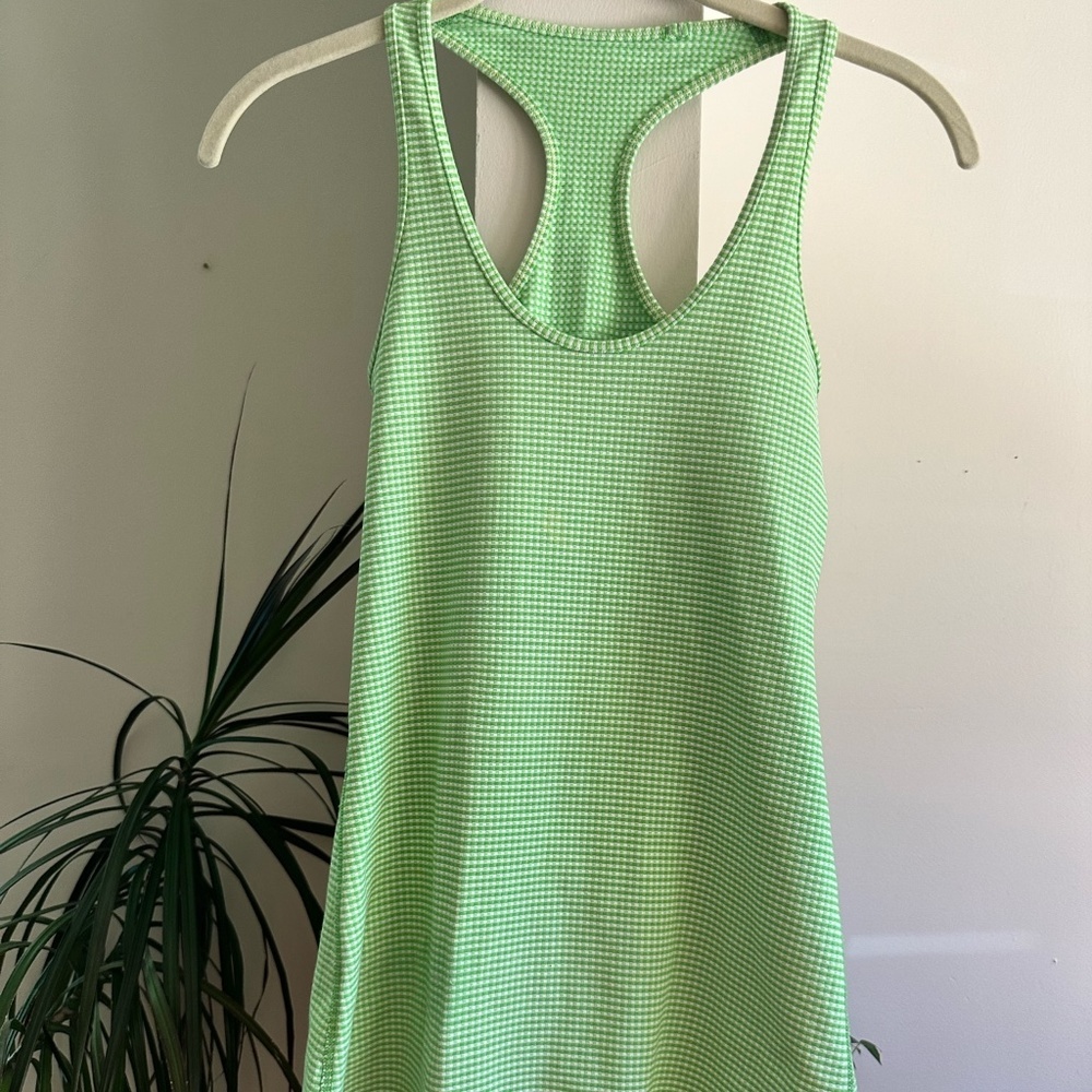 EUC Lululemon Gingham Green Women's Racerback Tank Top Size 4